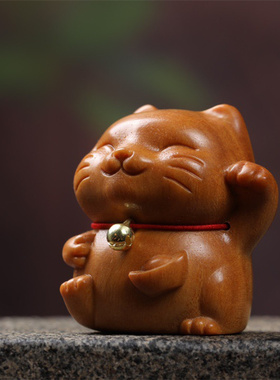简约现代圆雕绿檀桌面文玩小摆件