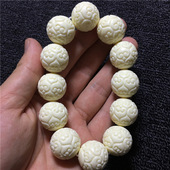 象牙果雕刻祥云爱心圆珠手串2.0 椰子木菩提籽念珠车挂饰品 12颗