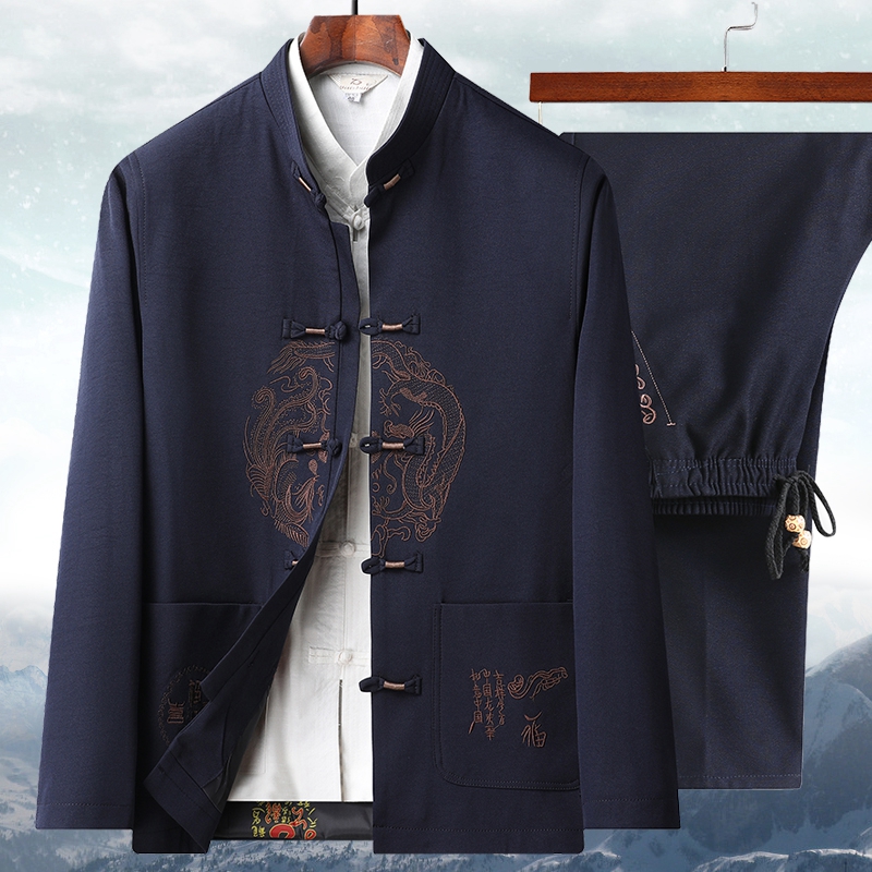 唐装中式外套爸爸套装爷爷装汉服