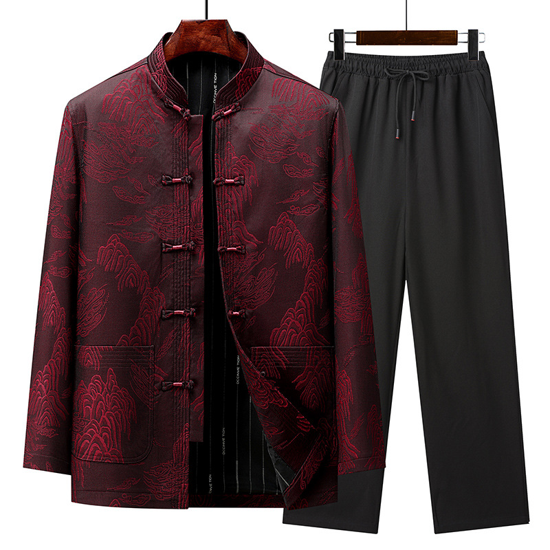 中老年唐装男爸爸春秋款夹克外套