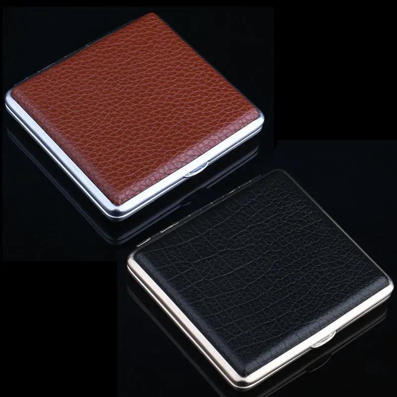 Leather cigarette case 20 sticks ultra-thin high-grade metal simple cigarette portable cigarette case cigarette clip men's gift