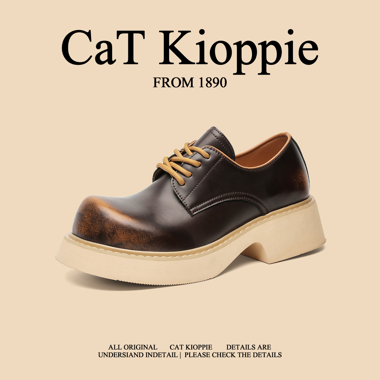 【复古摩登】CaTKioppie厚底德比鞋男系带休闲增高百搭大头鞋皮鞋