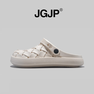 JGJP编织轻质EVA勃肯包头拖鞋男款夏季外穿透气软底凉鞋