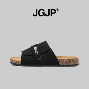 JGJP勃肯拖鞋男款防滑夏季户外穿软木沙滩一字凉拖女士2025年新款