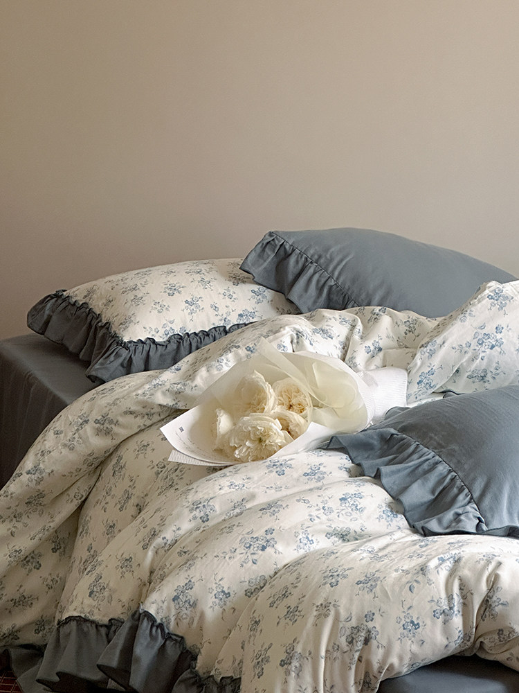氛围感小碎花~纯棉双层纱全棉裸睡床单床上用品复古美拉德四件套,床上用品,床品套件/四件套/多件套,淘宝优惠券,粉丝福利购,淘宝优惠卷
