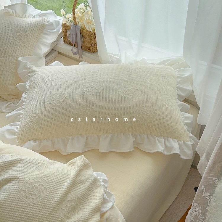 山茶花牛奶绒加厚保暖枕套