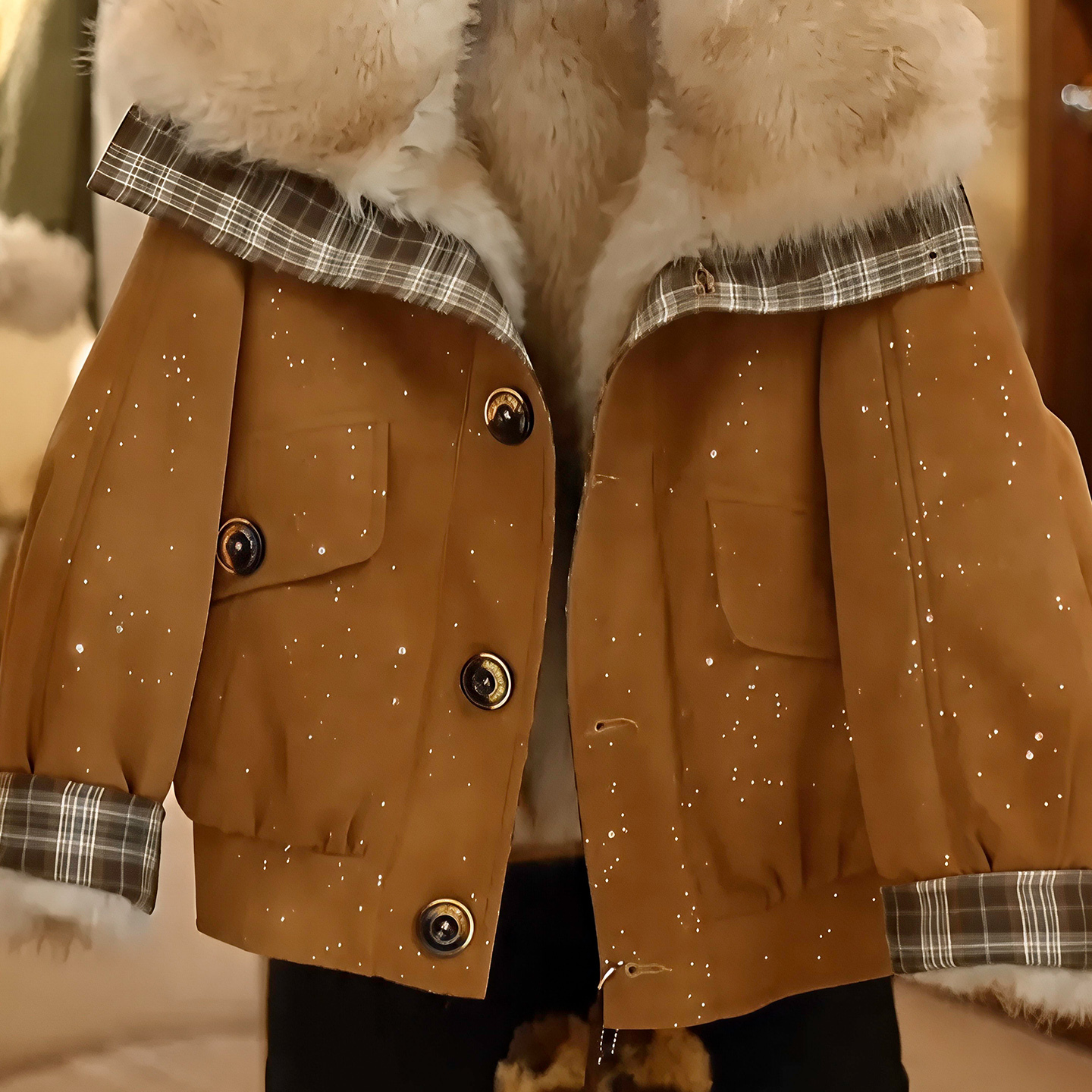 女童秋冬撒银毛领派克服2025秋冬季新款儿童加绒加厚夹克外套潮