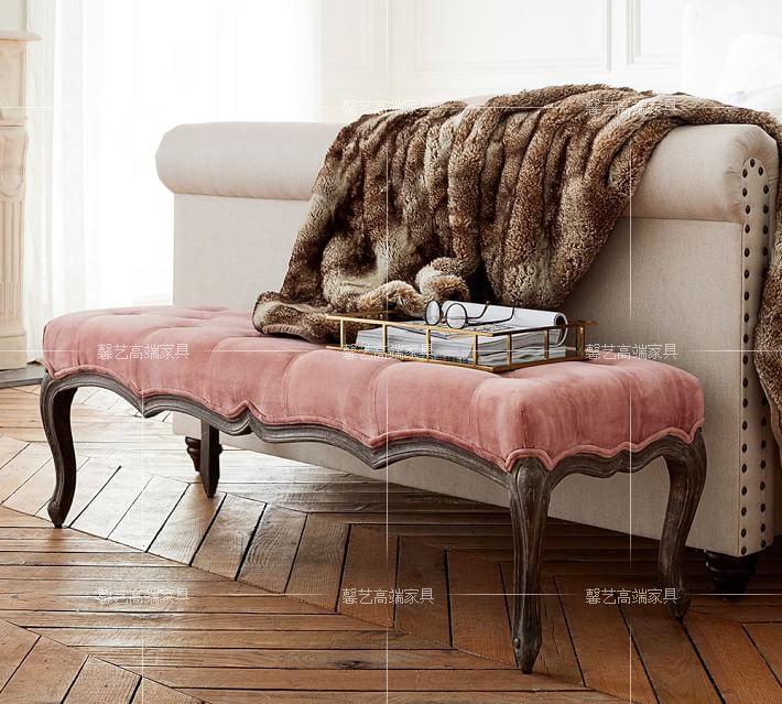 美式乡村实木卧室床尾凳法式复古换鞋凳商场衣帽间休息凳长凳|ruв категории жилой мебели, места категории, стул, кровати стул - от Buy2taobao.com для оказания профессиональной услуги покупки агента Taobao