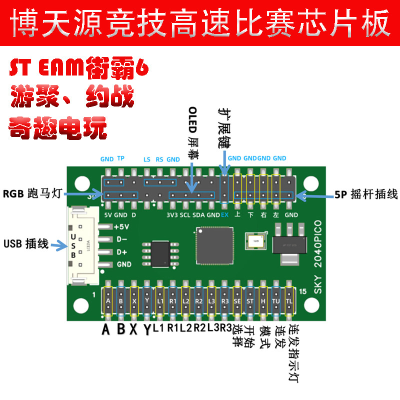 STEAM街霸格斗高速比赛芯片板宏改键树莓线路板电脑摇杆后覆盖PS4