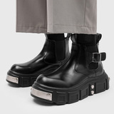 A258-QL50155-P138短靴一脚蹬切尔西靴厚底内增高英伦风马丁靴，男鞋切尔西靴，电商A258