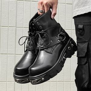 A258-QL561210-P158短靴朋克风大头厚底马丁靴经典设计感复古风靴,男鞋马丁靴,电商A258