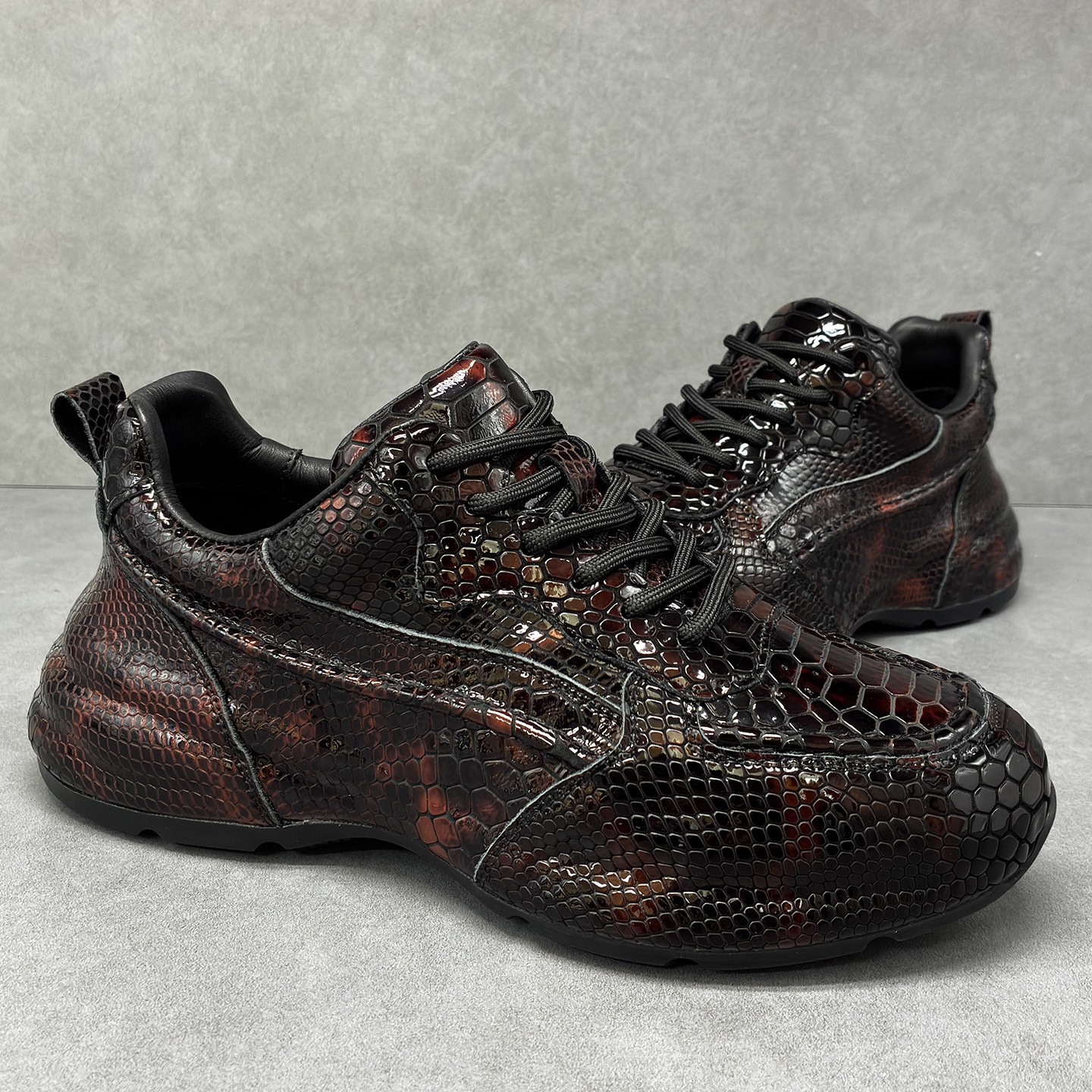 A258-MNN8560-P278头层牛皮轻奢男鞋设计时尚运动厚底增高休闲鞋，男鞋休闲鞋，电商A258