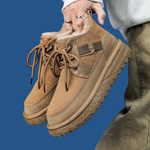 A258-X3966-P125情侣加绒雪地靴户外保暖男鞋简约风厚底增高棉鞋,男装棉衣,电商A258