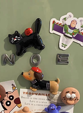 ins风治愈系猫咪可爱3d冰箱贴仿真小猫磁铁卡通动物小狗留言夹