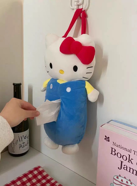 “把纸巾藏起来”猫咪车载纸巾盒玩偶桌面收纳纸巾套挂式抽纸袋