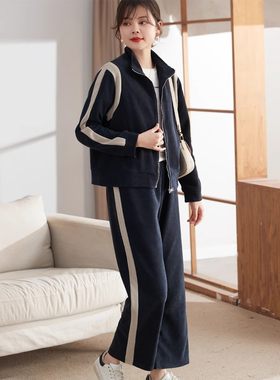 妈妈装宽松显瘦运动服套装2024秋冬新款中年休闲外套女洋气两件套