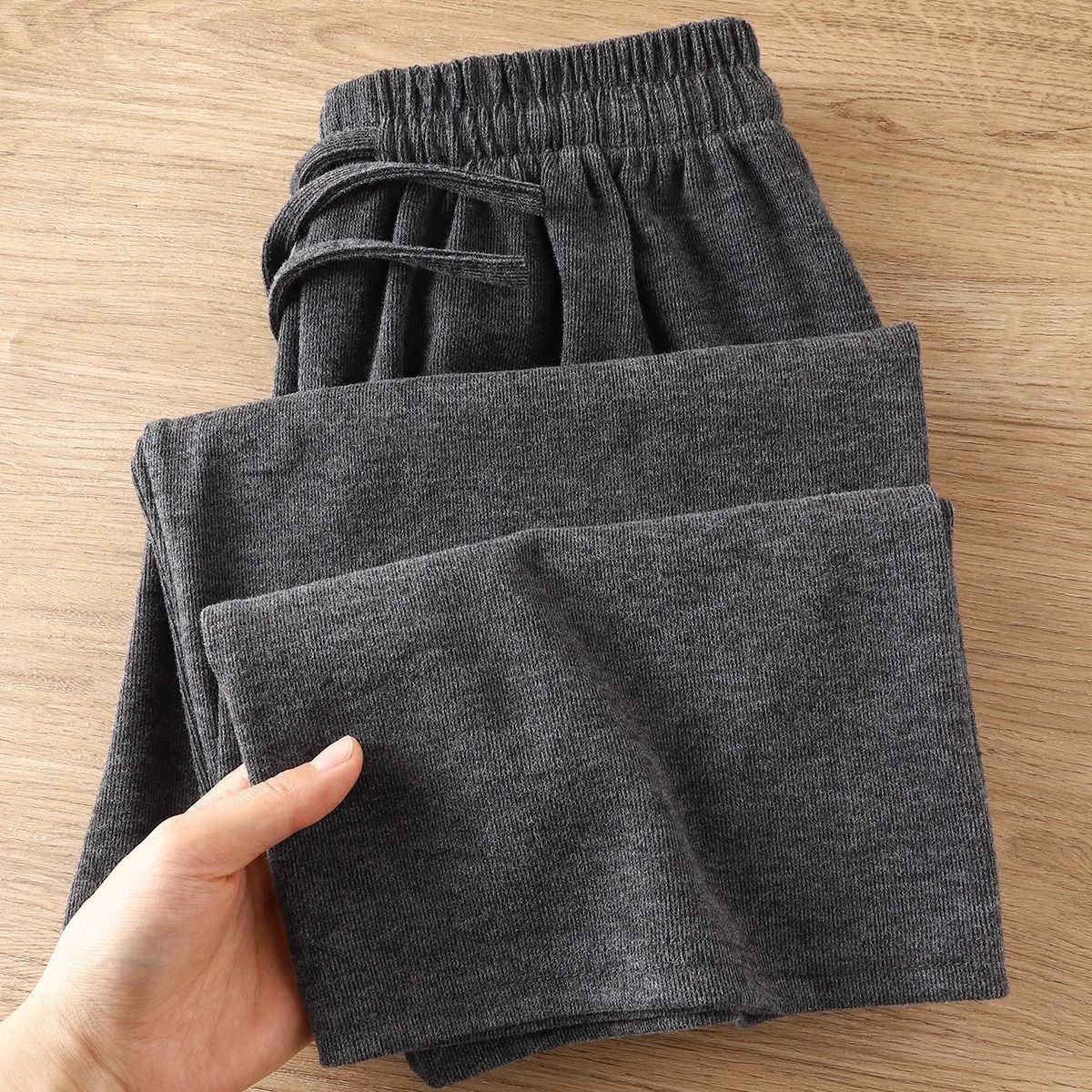 灰色糯米窄版阔腿裤女春秋新款高腰宽松直筒裤垂感显瘦休闲运动裤