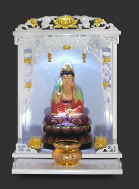 菩萨柜子白色神龛壁挂式供台香火神案实木佛笼家用现代轻奢财神柜