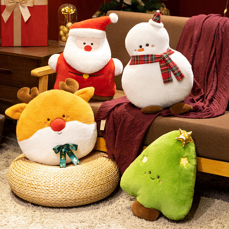 圣诞老人靠枕节日装饰客厅沙发抱枕靠枕雪人圣诞节麋鹿圣诞树女
