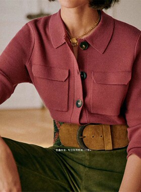 法国sez@ne原厂春秋纯色显瘦美丽诺羊毛女士羊毛衫扬子纱短款毛衣