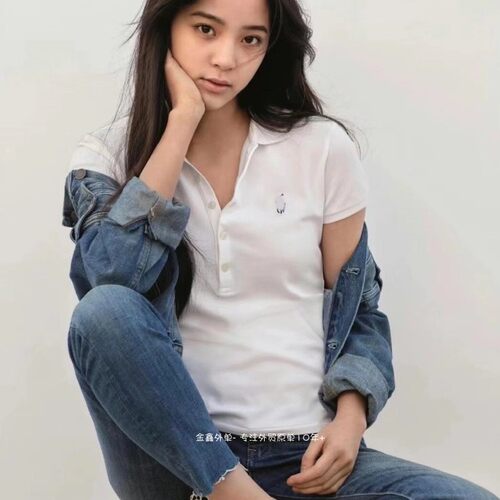 女士5扣短袖POLO衫t恤夏季纯棉