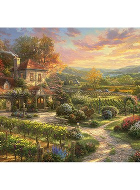 欧式客厅DIY方钻满钻钻石画葡萄园傍晚风景自己手工粘贴钻十字绣