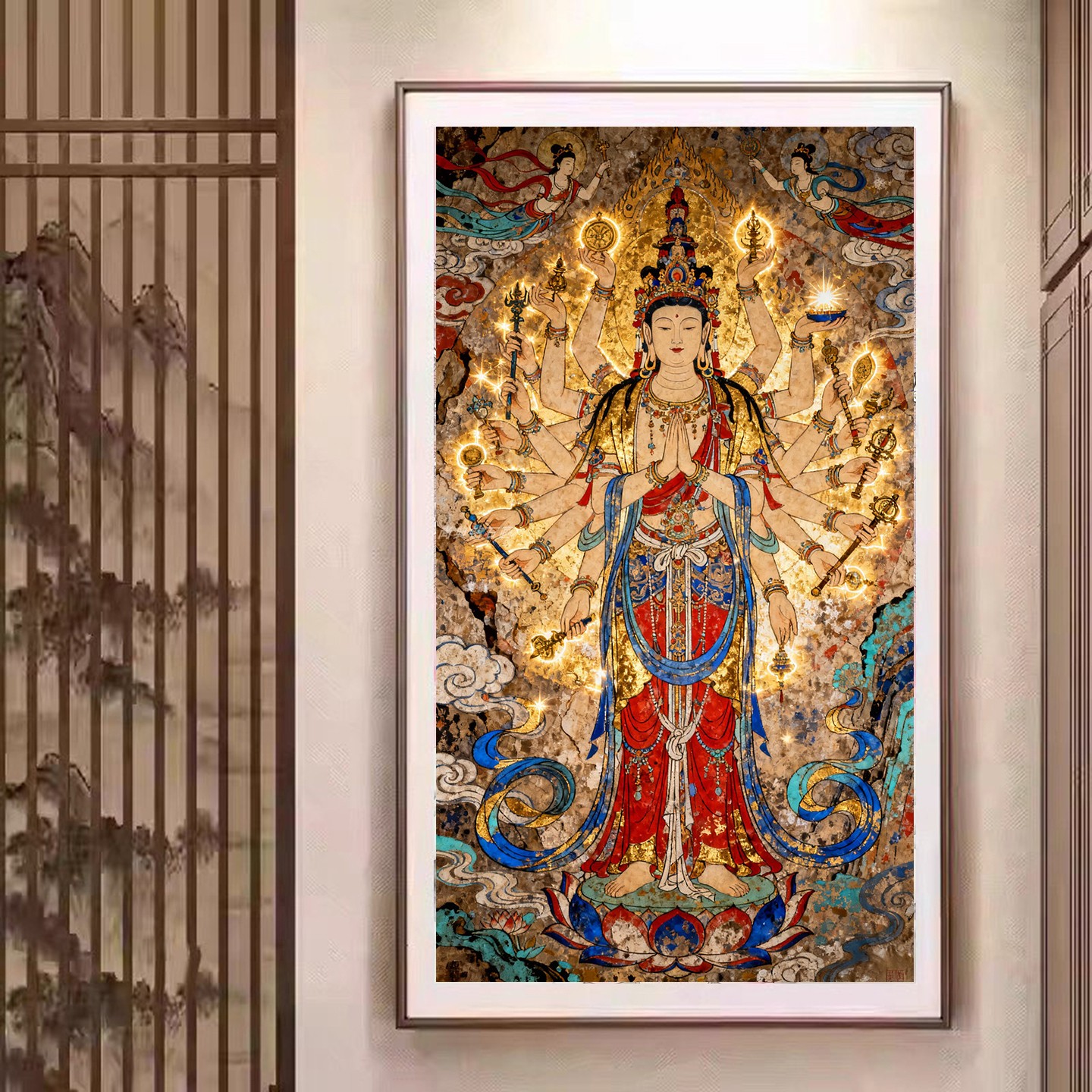 2026新款DIY手工贴钻树脂方钻满钻钻石画砖石绣带钻千手观音玄关