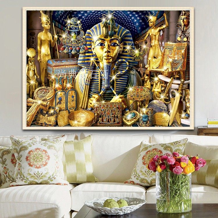 西域风DIY方钻满钻钻石画埃及宝藏3D立体黄金法老镶贴点钻十字绣,居家布艺,钻石绣,淘宝优惠券,粉丝福利购,淘宝优惠卷