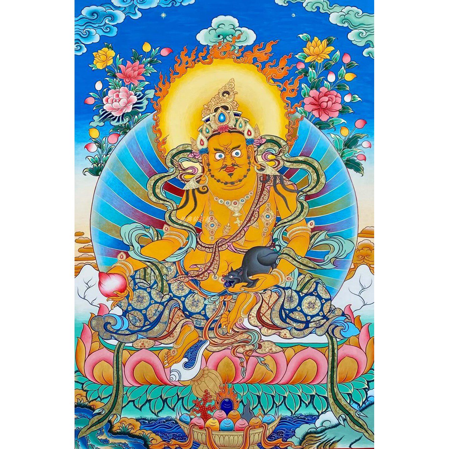 古典DIY手工粘贴钻方钻满钻钻石画钻石绣带钻套件彩色唐卡黄财神