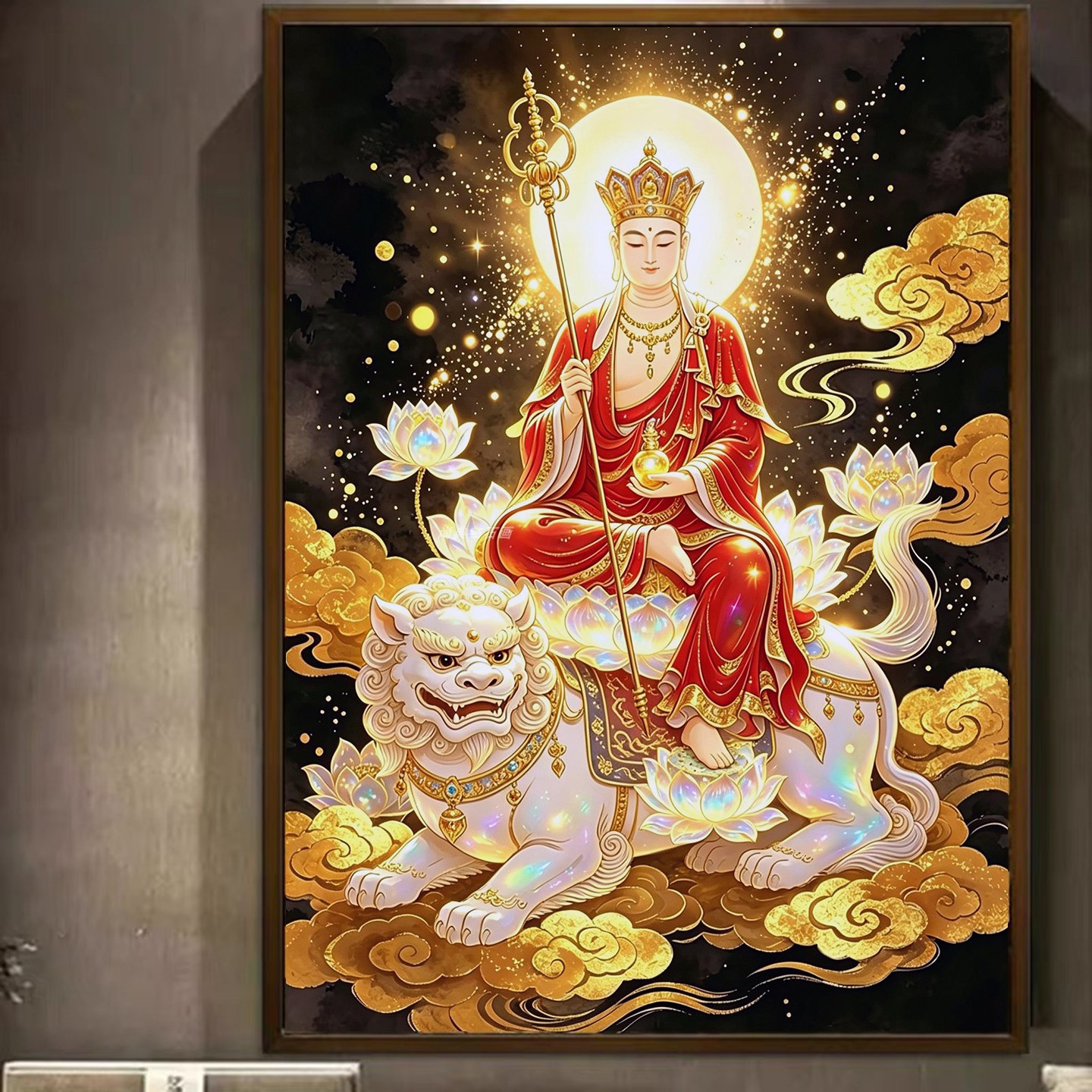 高端diy树脂方钻满钻钻石画金色祥云地藏王坐骑谛听粘贴钻钻石绣