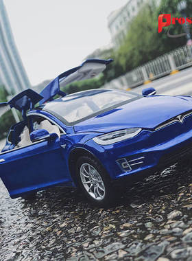 新款 宝思仑1/24大号特斯拉Model X合金汽车模型声光跑车盒装