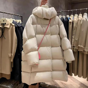 秋冬高奢大款90白鸭绒羽绒服女长款时尚泡芙保暖宽松外套长袖