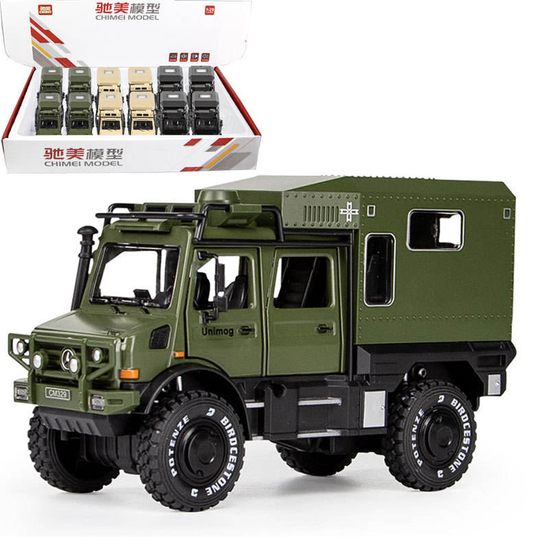 新款 [散装]驰美1:28乌尼莫克房车玩具合金声光仿真越野车模型330
