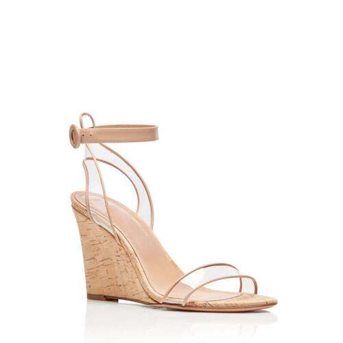 跨境欧美时装凉鞋 PVC木纹坡跟女鞋 外贸高跟鞋wedges shoes坡跟+