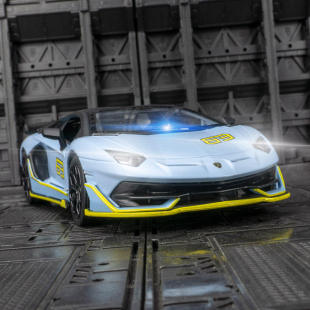 新款 仿真兰博SVJ63合金赛车模型摆件可开门灯光儿童玩具车