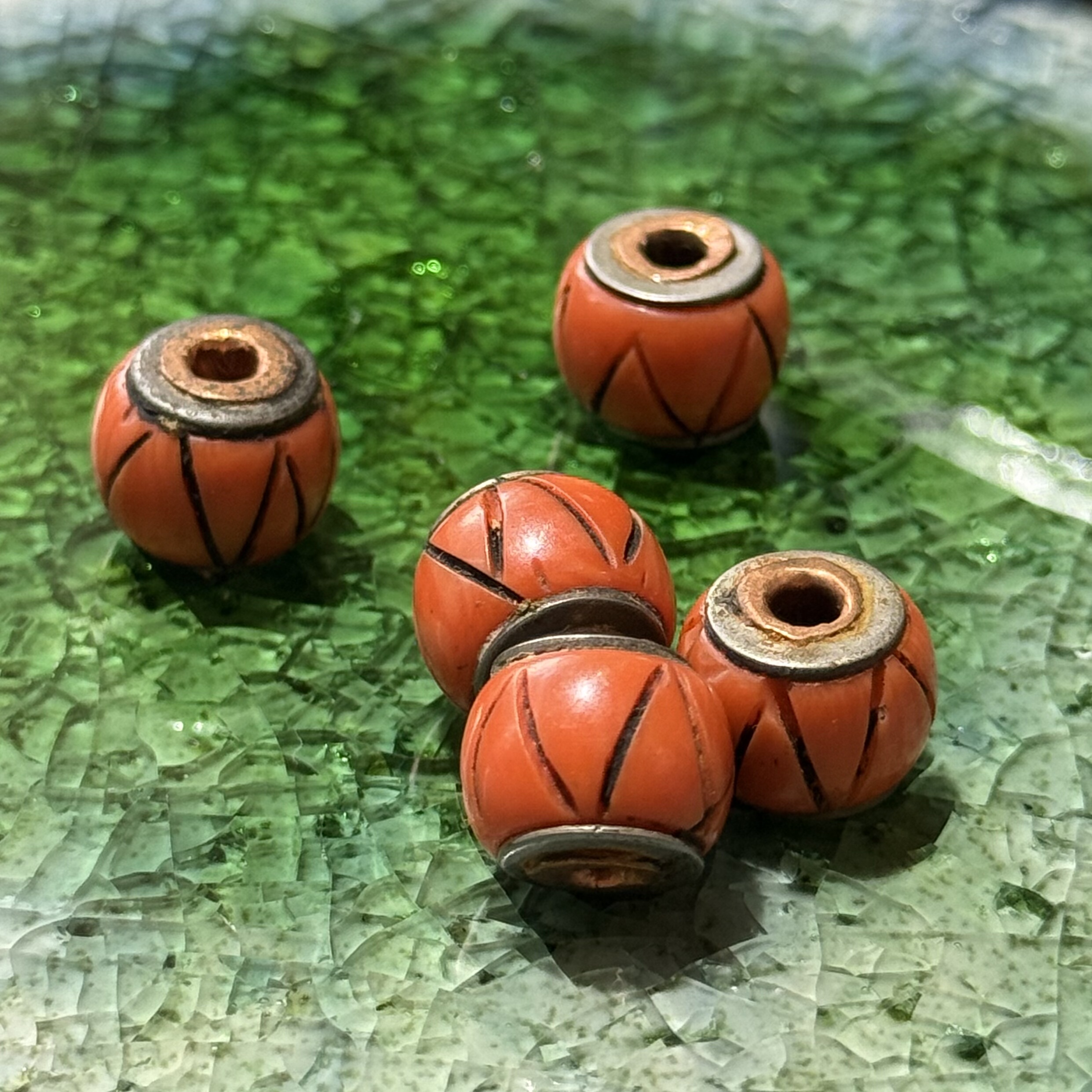 藏式手工老料器骰子文玩配饰古法色牛骨DIY配饰佛珠手串顶珠腰珠