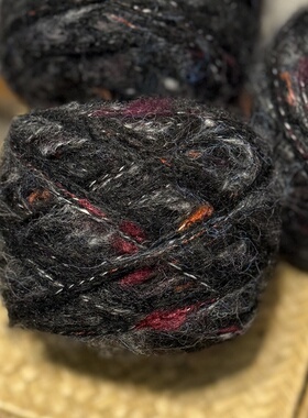 美拉德油画风黑色风暴羊毛混线发卡dⅰy外套围巾卡包帽子手套披肩