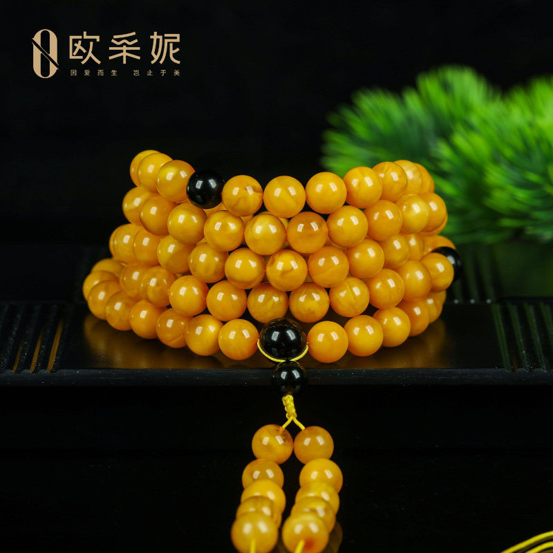欧采妮蜜蜡手串【收藏品老花蜡】108颗多圈天然琥珀满蜜送礼物