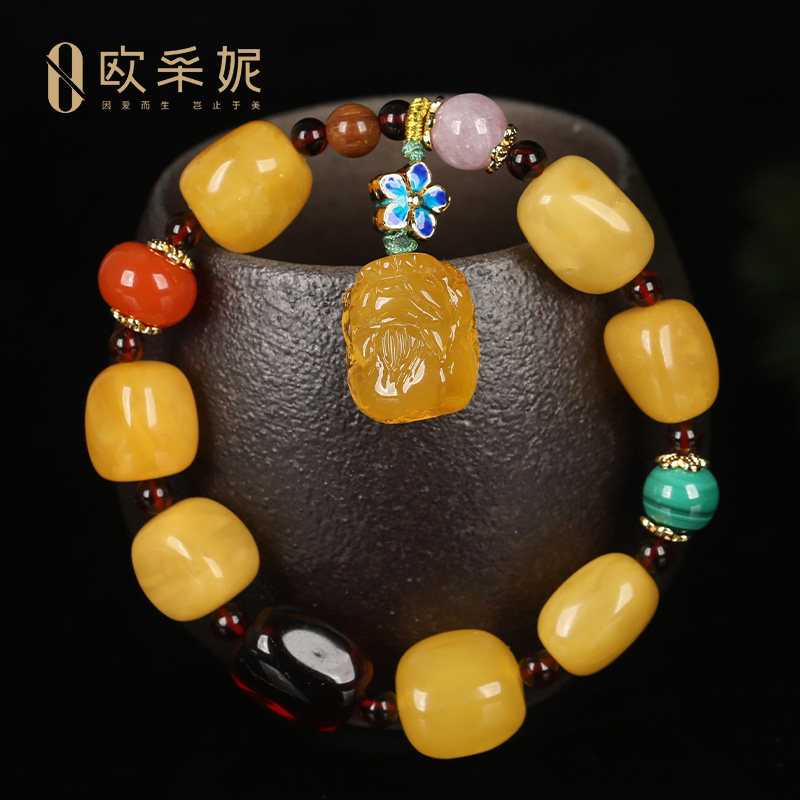 欧采妮鸡油黄蜜蜡单圈手串