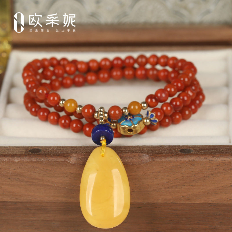 欧采妮天然琥珀蜜蜡手链