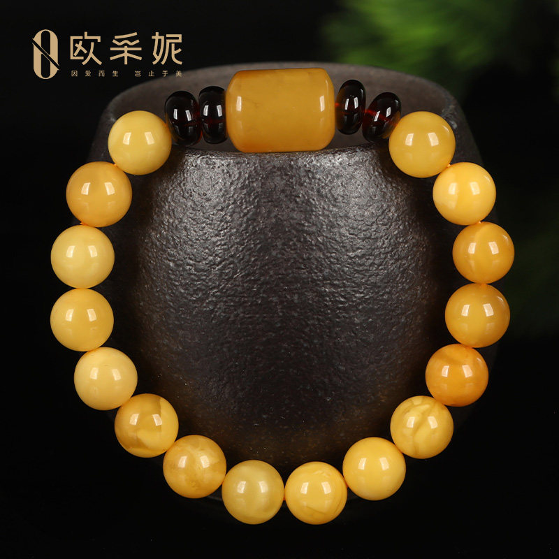 OUCERNY/欧采妮天然琥珀新蜜满蜜手链串珠配蜜蜡手串桶珠血珀隔珠