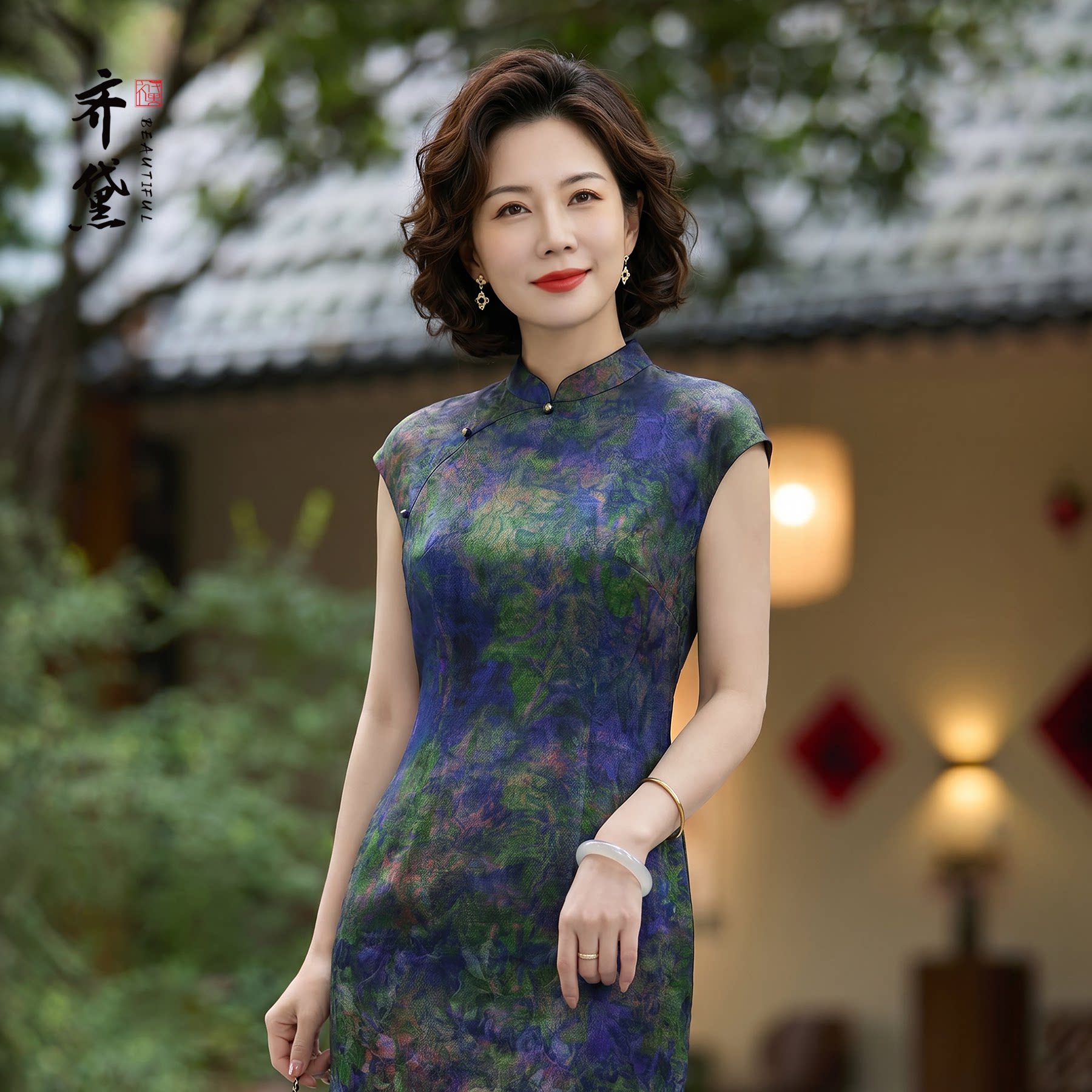 高端真丝新中式旗袍女2026新款秋修身显瘦桑蚕丝缎面显年轻连衣裙图片