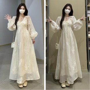 大码法式温柔风长袖连衣裙女春秋季胖妹妹mm高级感绝美初恋长裙子