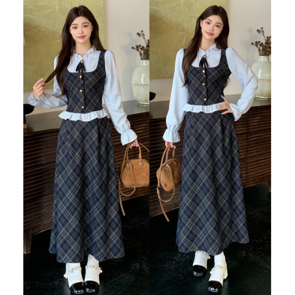 减龄学院风显瘦衬衣半身裙两件套