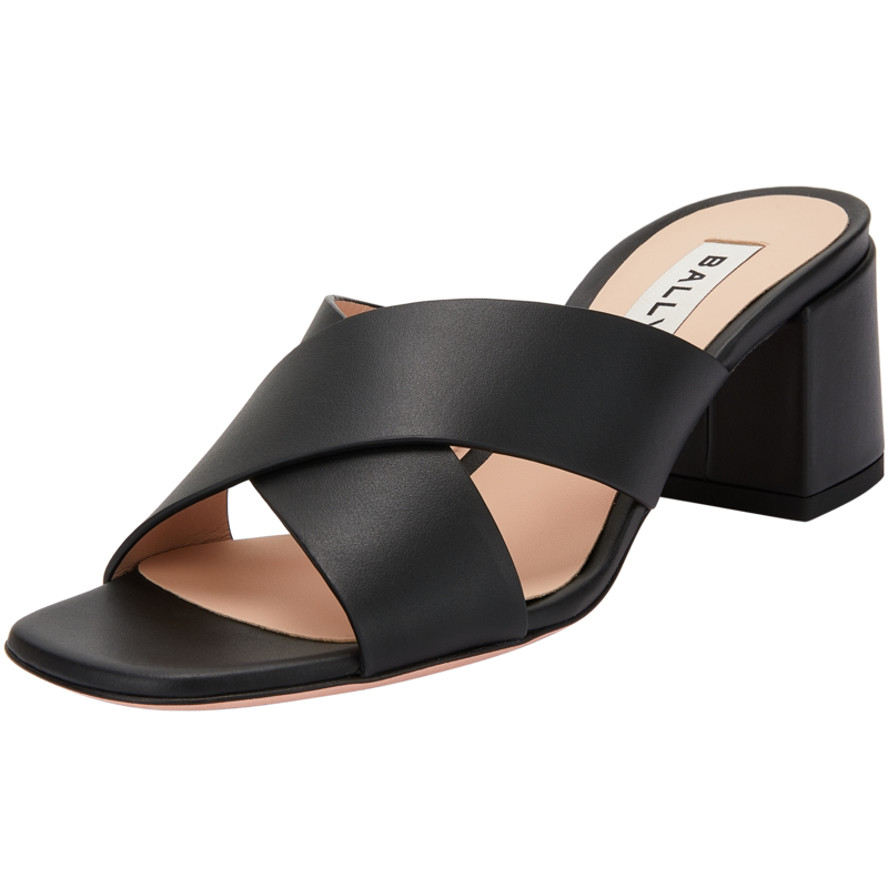 BALLY 巴利  女士简约休闲牛皮粗跟凉拖鞋 LARISE 55
