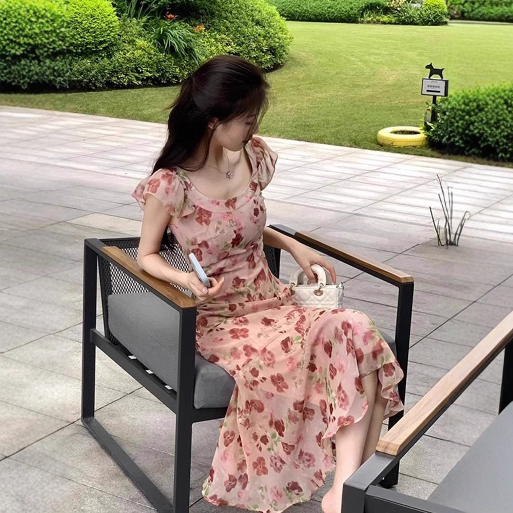 紧身法式外穿吊带裙 札染风碎花短款韩系小个子高级感女夏连衣裙