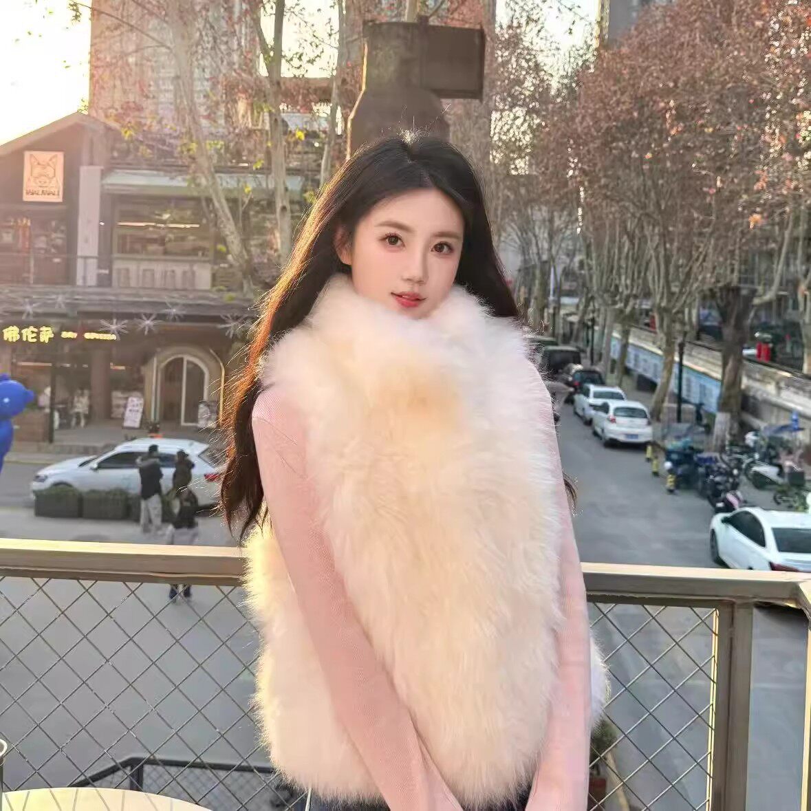 春季百搭狐狸毛仿皮马甲