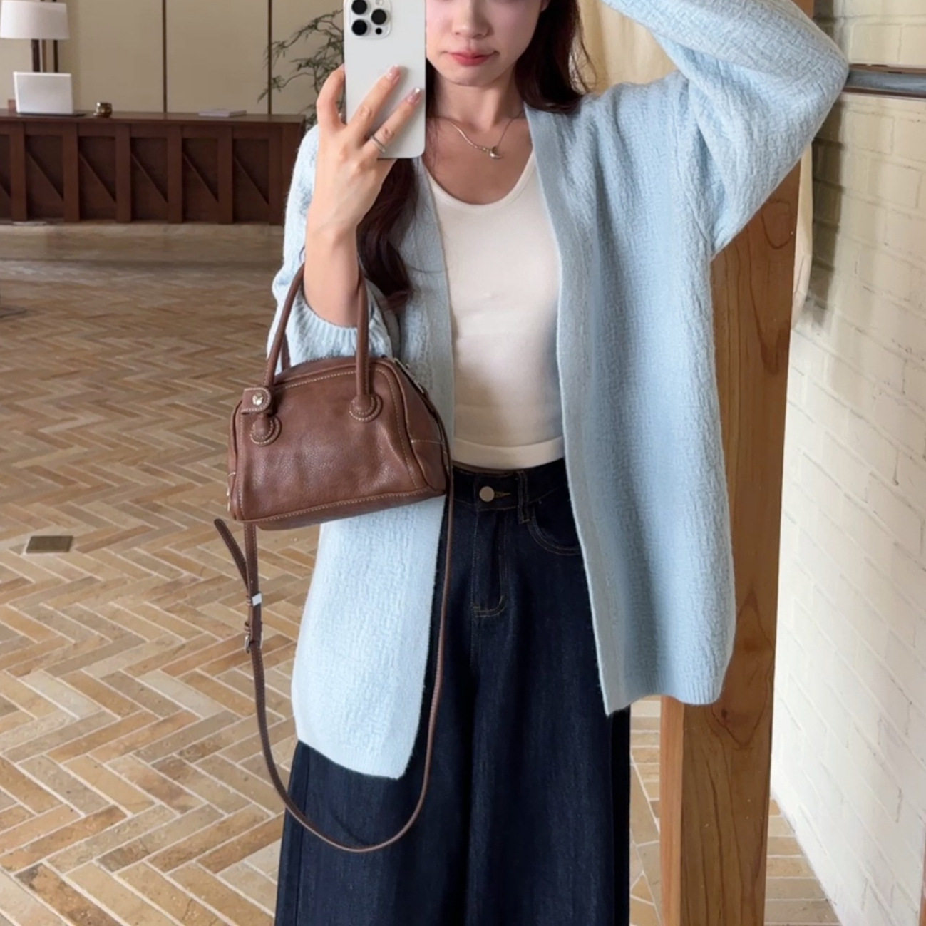 韩系慵懒风肌理感软糯长袖毛衣外套女早秋季显瘦百搭针织开衫上衣