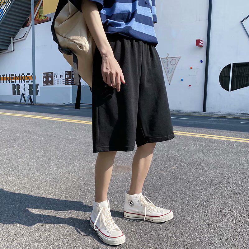 纯色风男大码直筒潮流ins五分裤中裤原宿韩版港百搭运动短裤宽松