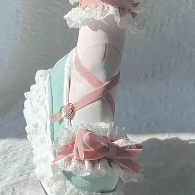 特价现货古董匣子古董塔塔原创丝绒doll感厚底小花边Lolita鞋